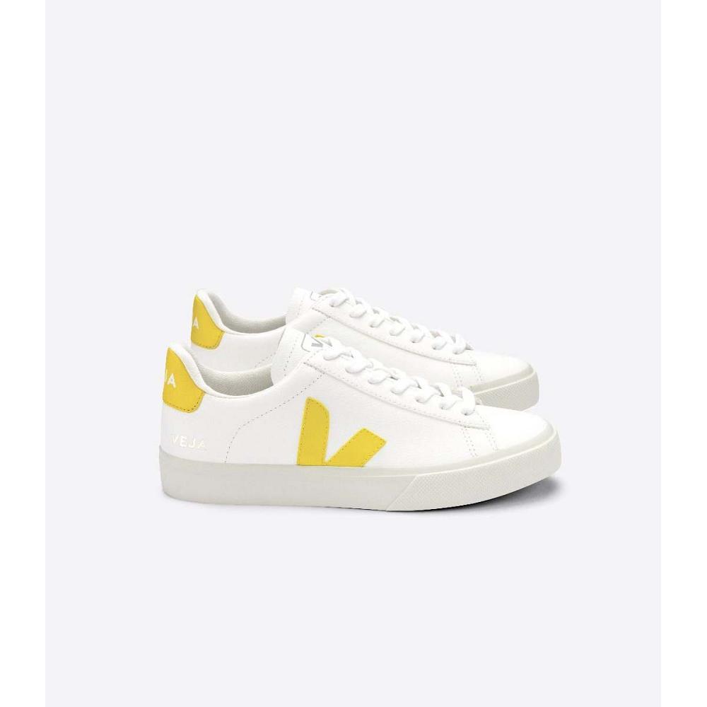 White/Yellow Men\'s Veja CAMPO CHROMEFREE Low Tops Sneakers | AU 205HAP